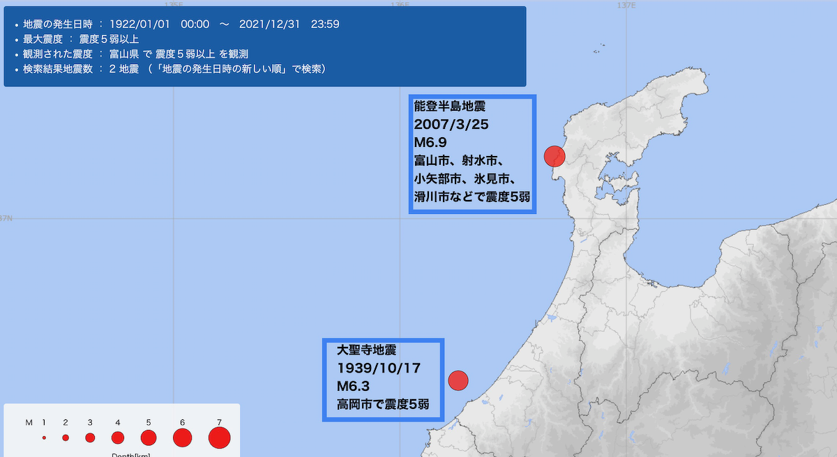 （出典：気象庁「震度データベース検索」）