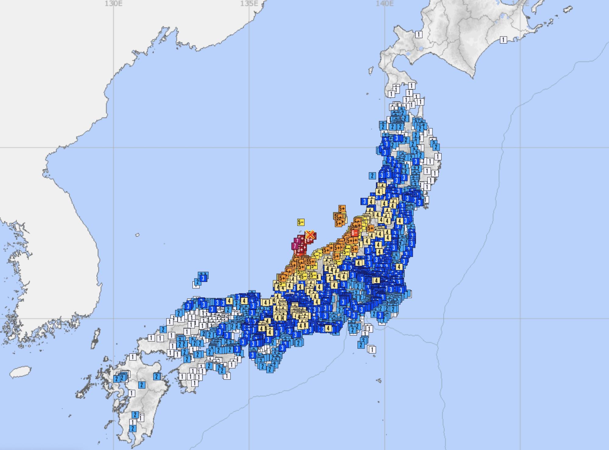 Source: Japan Meteorological Agency – Seismic Intensity Database