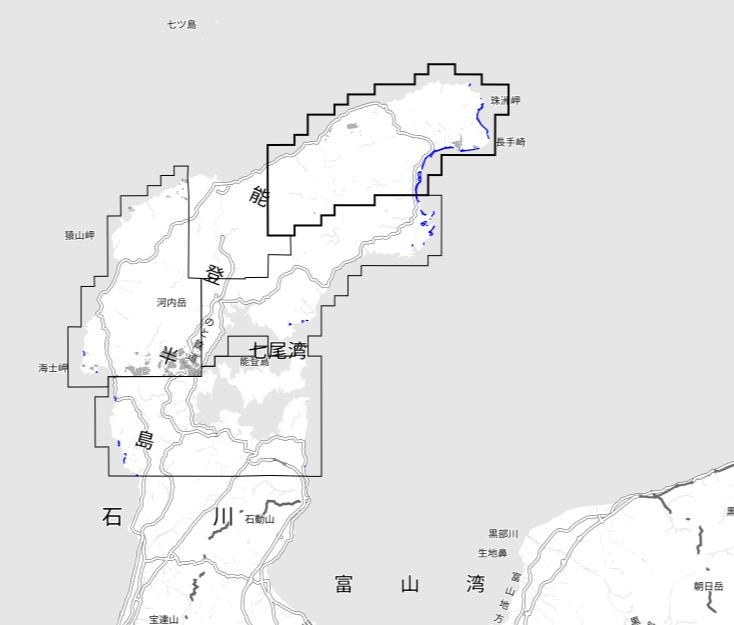 地図上の青色部分が津波で浸水した区域（出典：国土地理院）